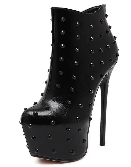 Edgy Black Studded Punk Rock Stiletto Heels