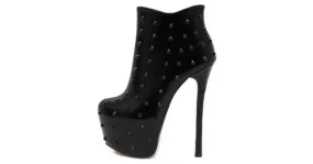 Edgy Black Studded Punk Rock Stiletto Heels