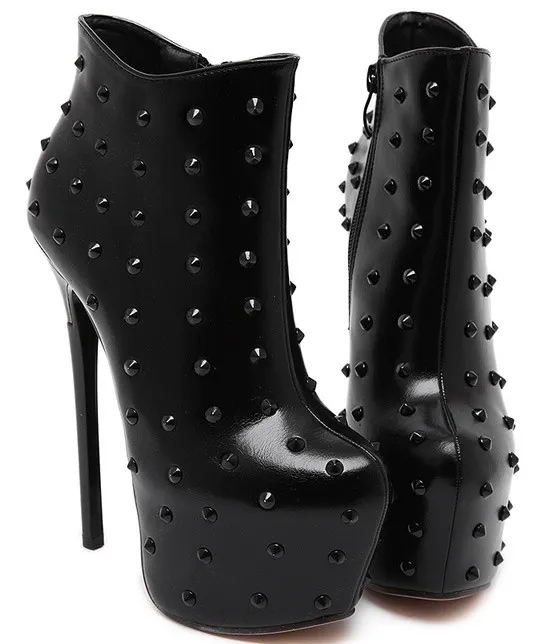 Edgy Black Studded Punk Rock Stiletto Heels