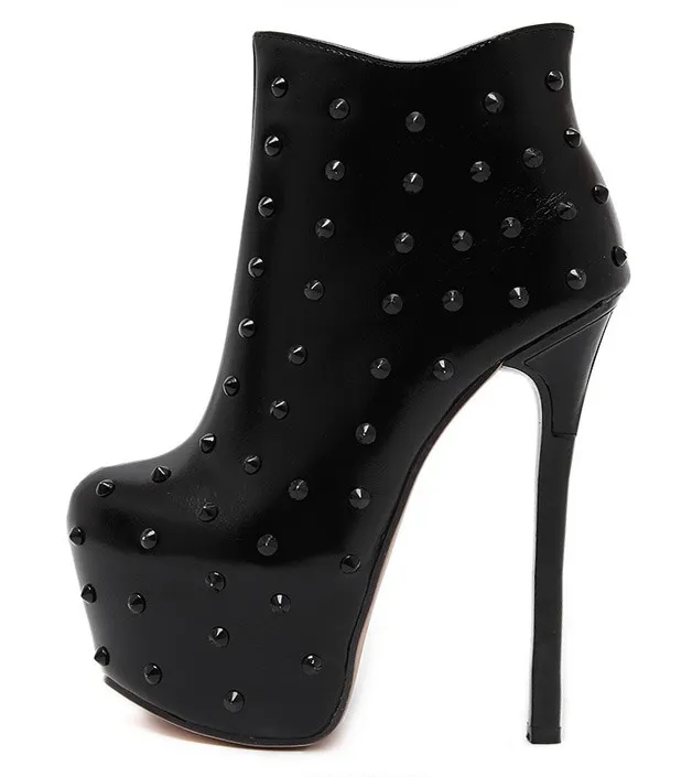 Edgy Black Studded Punk Rock Stiletto Heels