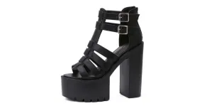 Black Gladiator High Heel Sandals