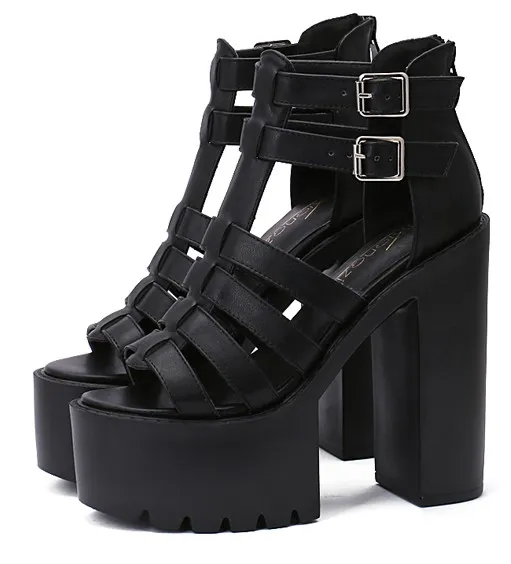 Black Gladiator High Heel Sandals