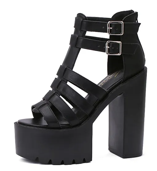 Black Gladiator High Heel Sandals