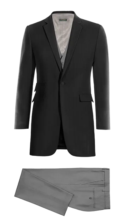 Black Tailored Frock Coat with Grey Waistcoat