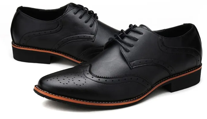 Black Vintage Leather Lace Up Mens Oxfords Flats Dress Shoes