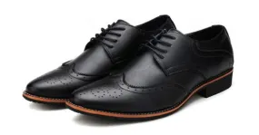 Black Vintage Leather Lace Up Mens Oxfords Flats Dress Shoes