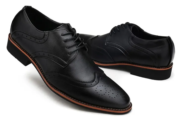 Black Vintage Leather Lace Up Mens Oxfords Flats Dress Shoes