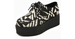 Black White Lace Up Platforms Creepers Oxfords