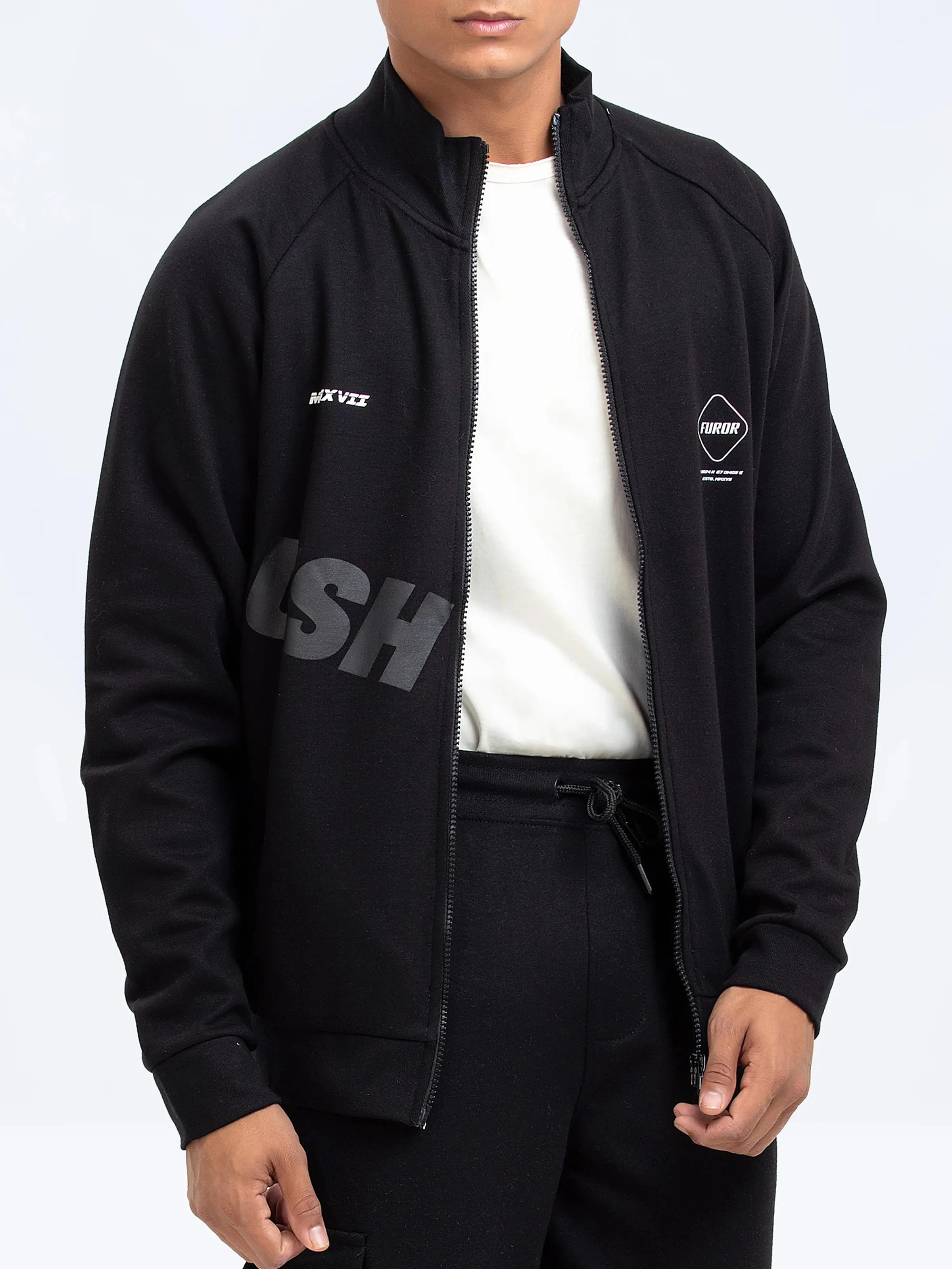 Black Zipper Jacket | Tracksuit - FMTTKS24-003