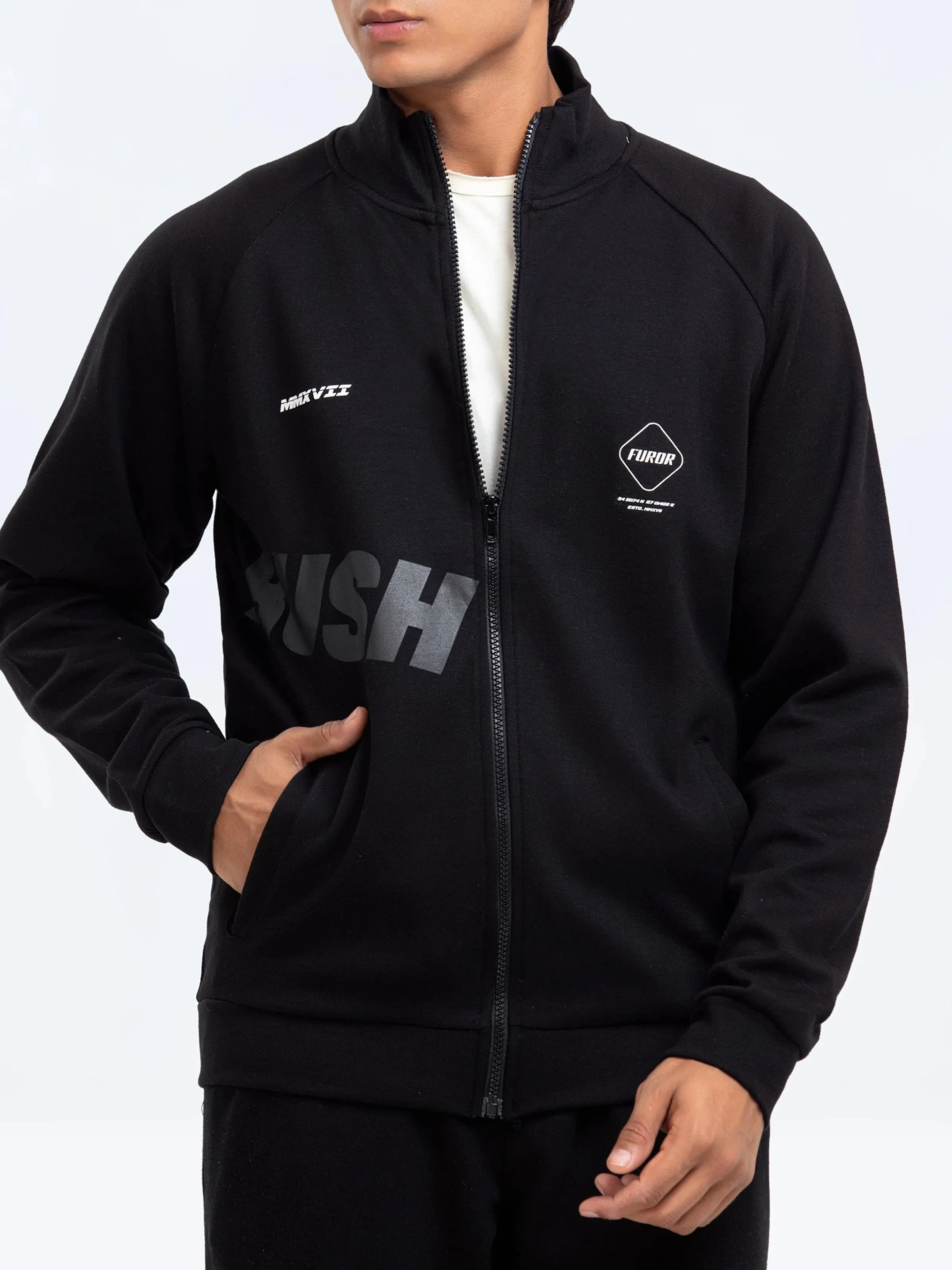 Black Zipper Jacket | Tracksuit - FMTTKS24-003