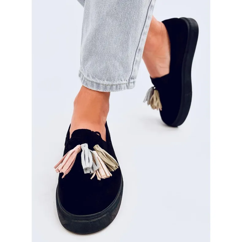 Blackcolor tassel moccasins by Krauss