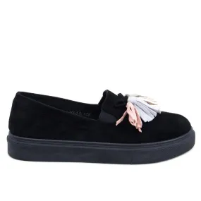 Blackcolor tassel moccasins by Krauss