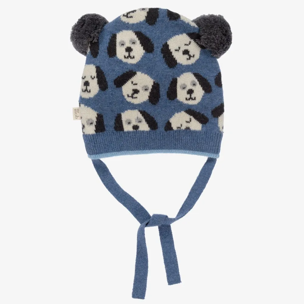 Blue Knitted Pom-Pom Hat