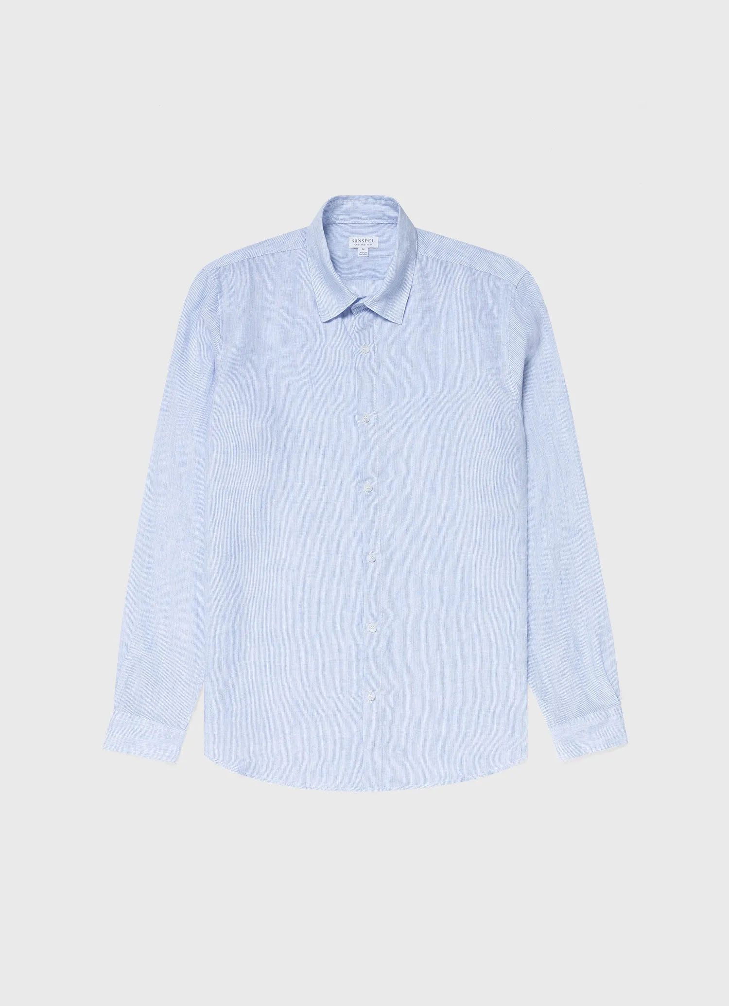 Blue Micro-Stripe Linen Shirt for Men