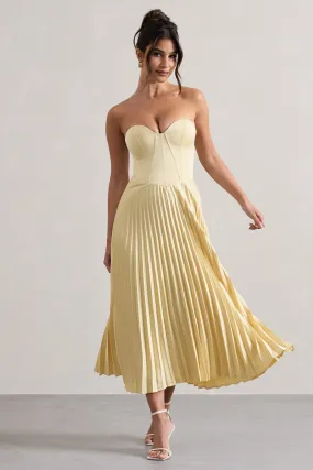 Bordeaux Lemon Satin Corset Style Midi Dress