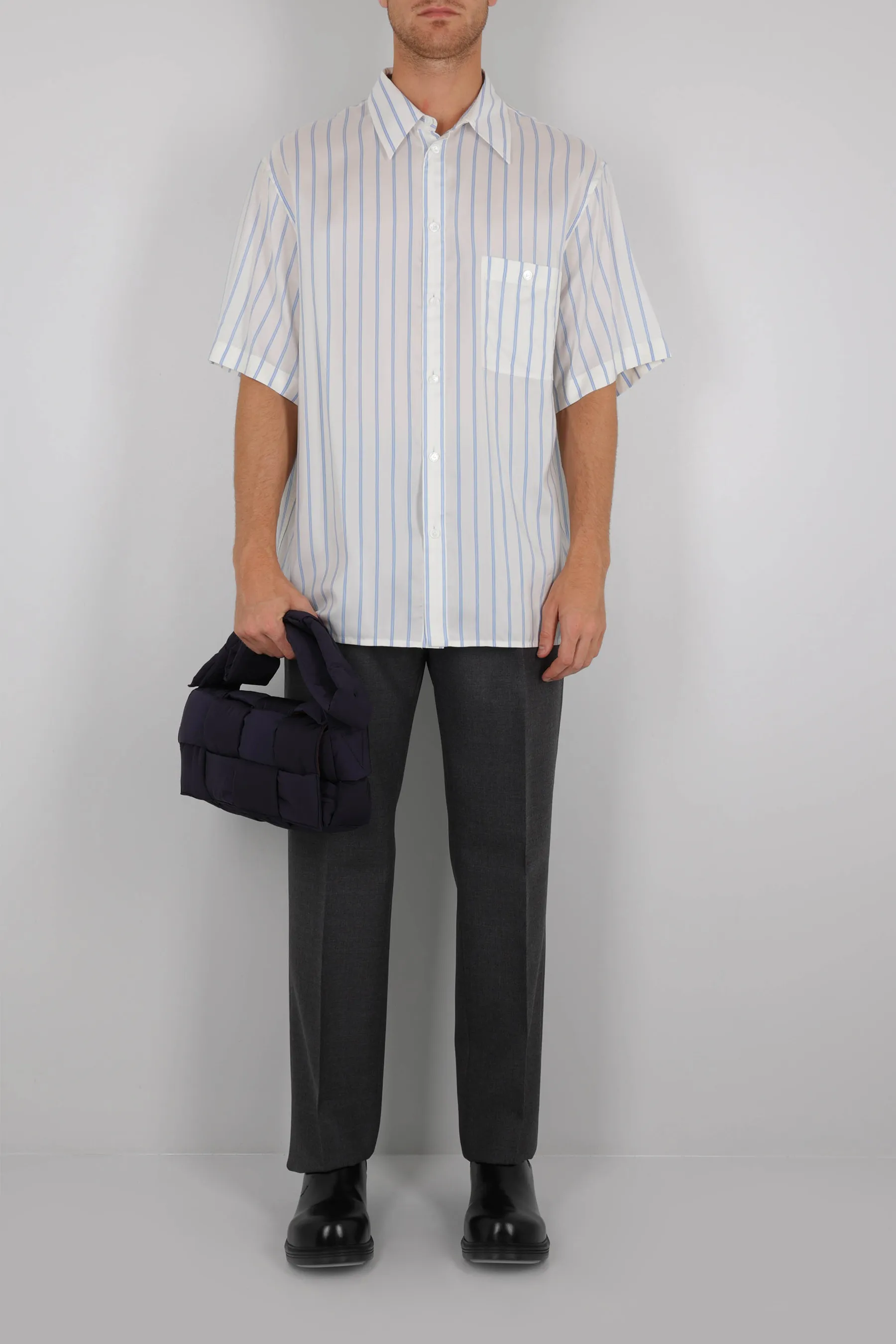 Bottega Veneta silk short-sleeve striped shirt