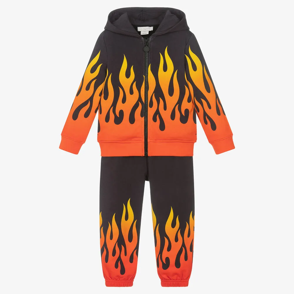 Black Cotton Boys Tracksuit