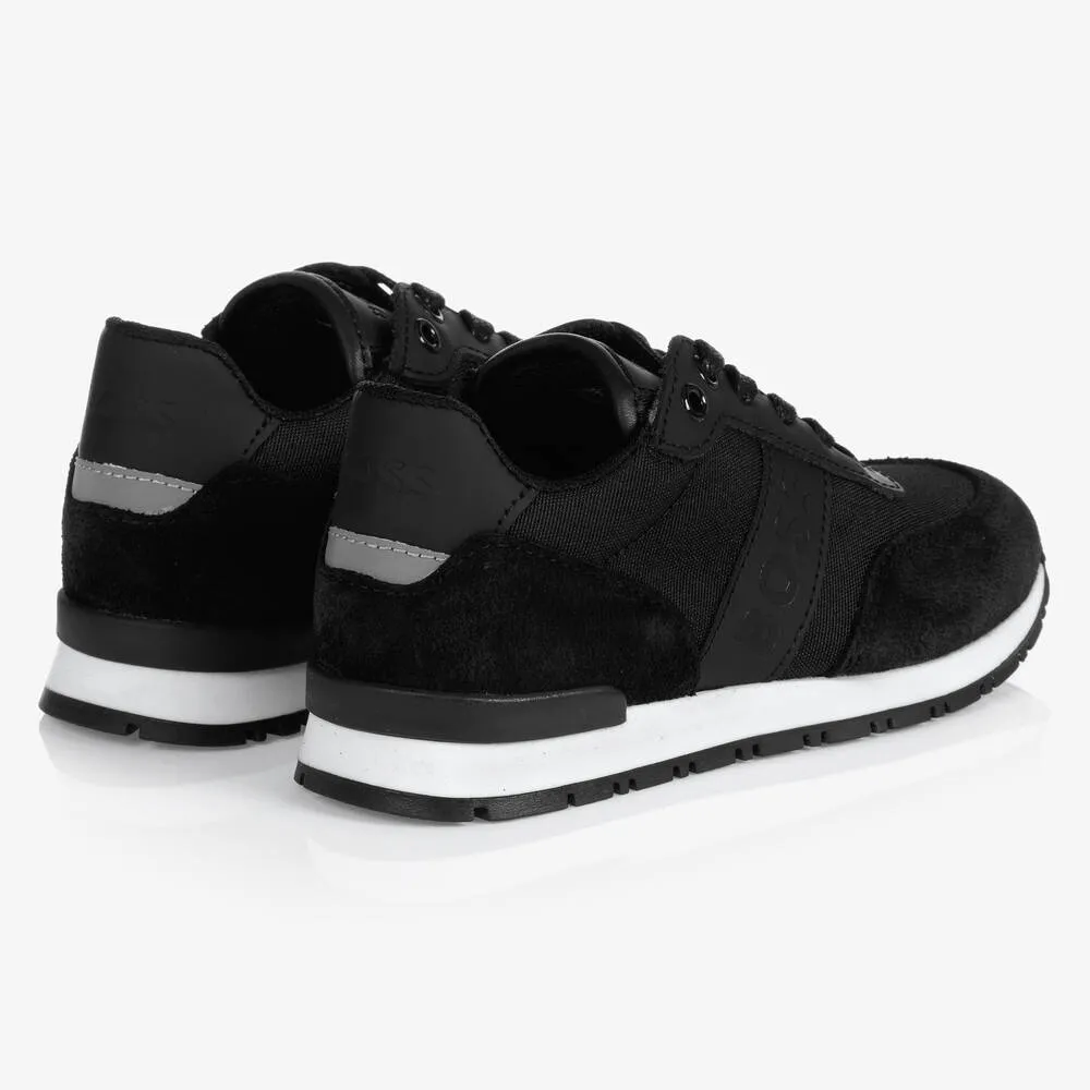 Boys Black Logo Trainers