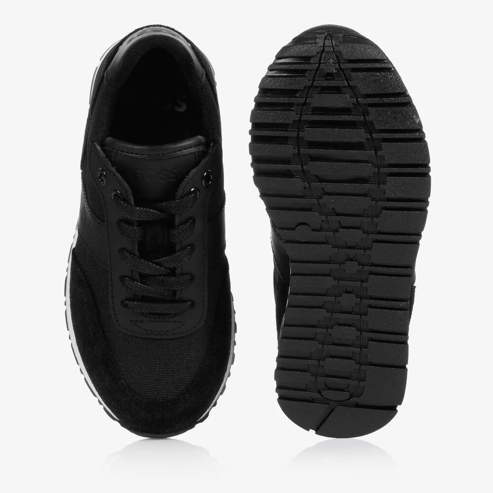 Boys Black Logo Trainers