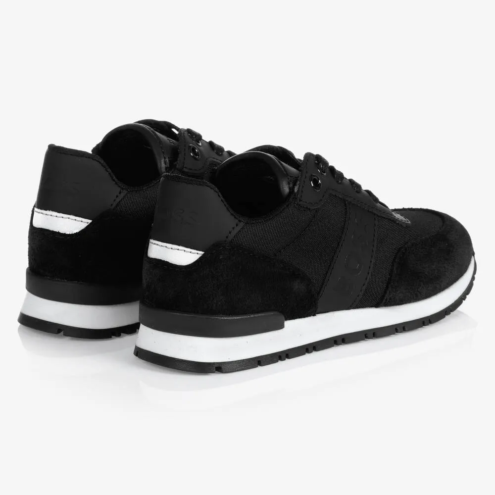 Boys Black Logo Trainers