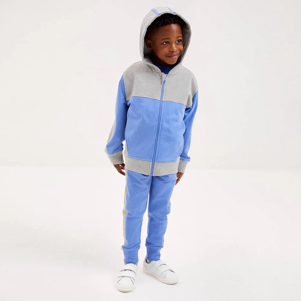 Boys Blue & Grey Cotton Tracksuit 