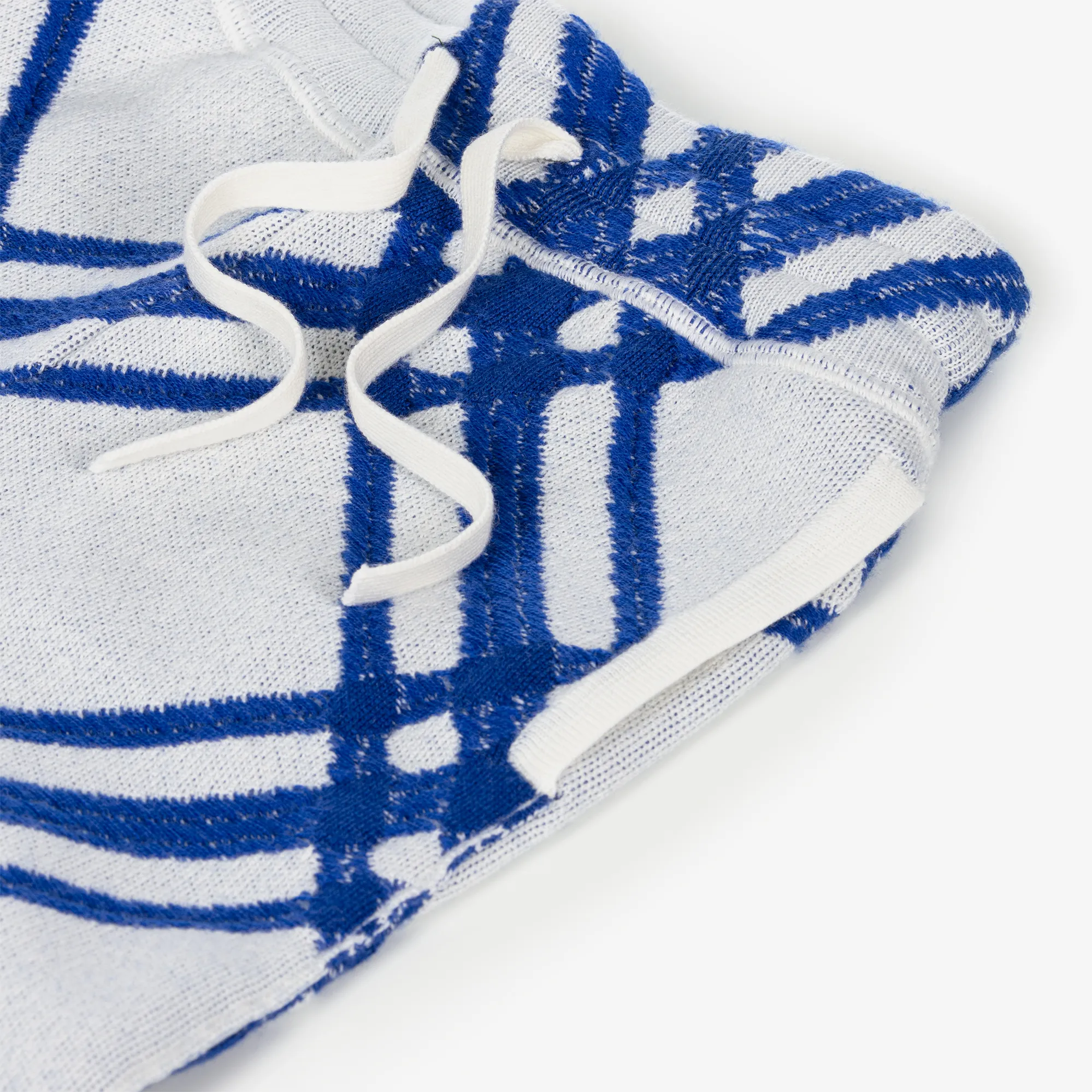 Boys Blue & White Check Wool Joggers