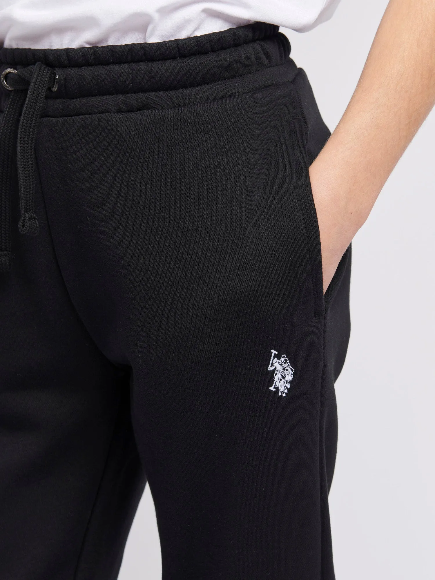 Boys Double Horsemen Joggers in Black Bright White DHM