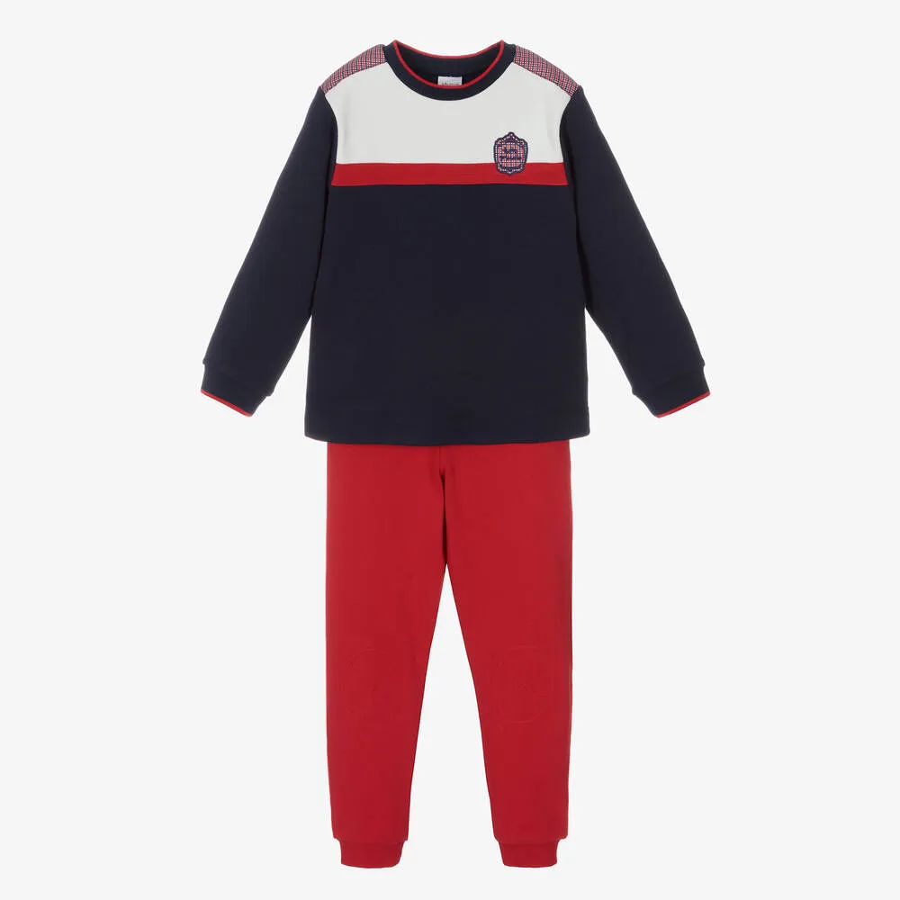 Boys Navy Blue & Red Tracksuit