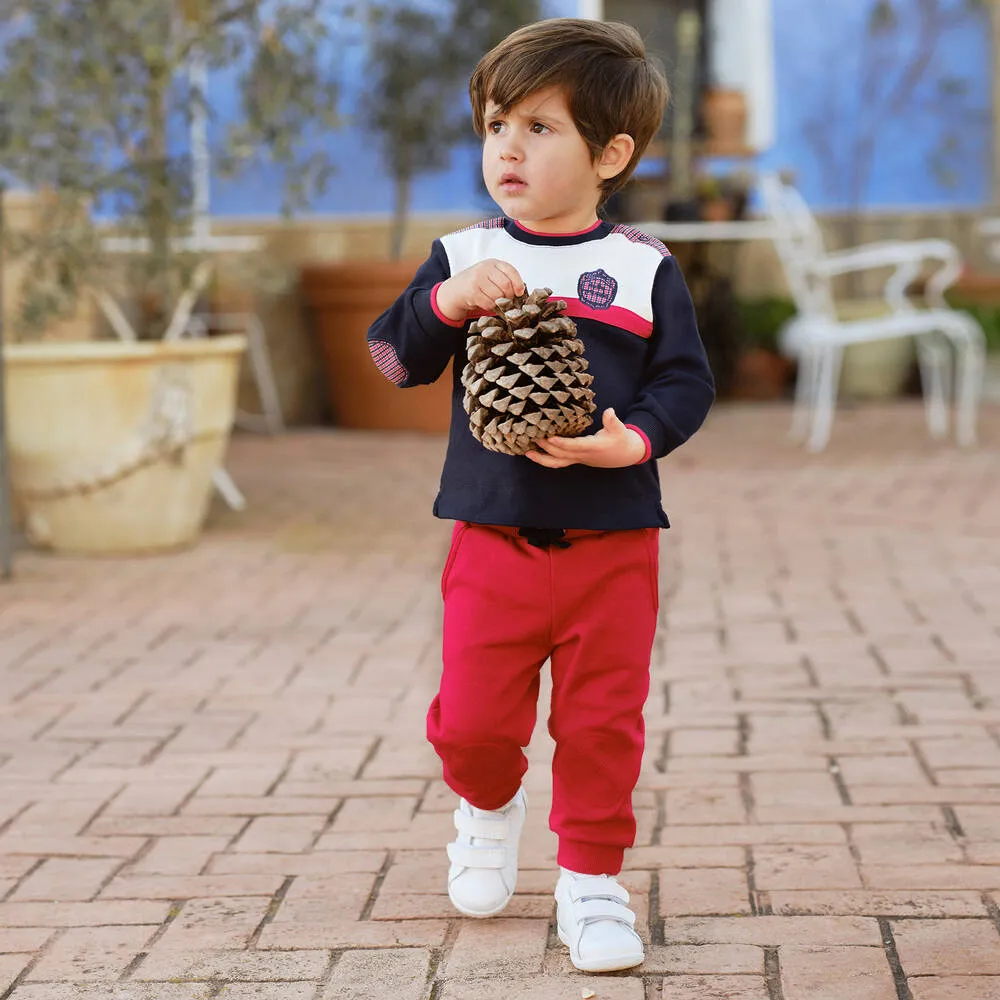 Boys Navy Blue & Red Tracksuit