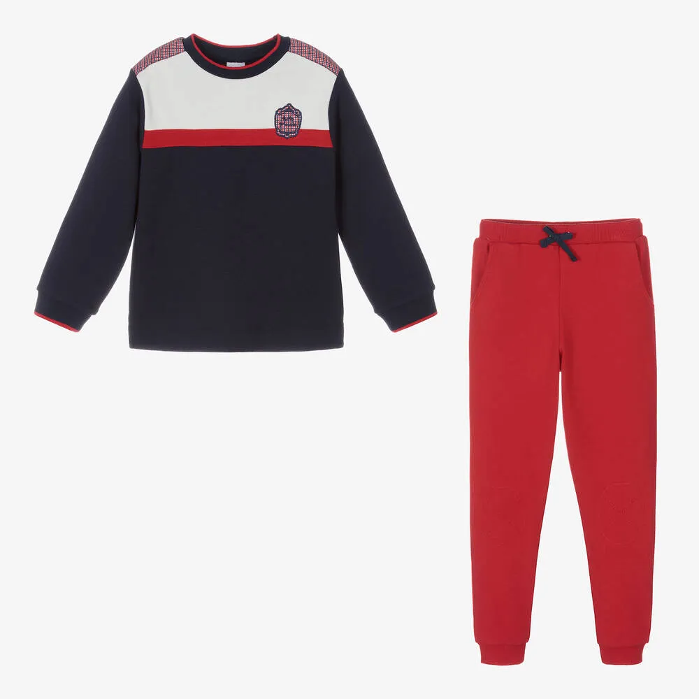 Boys Navy Blue & Red Tracksuit