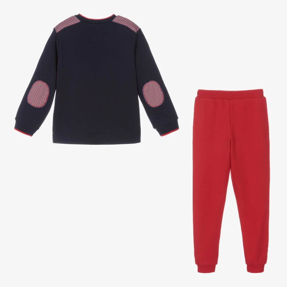 Boys Navy Blue & Red Tracksuit