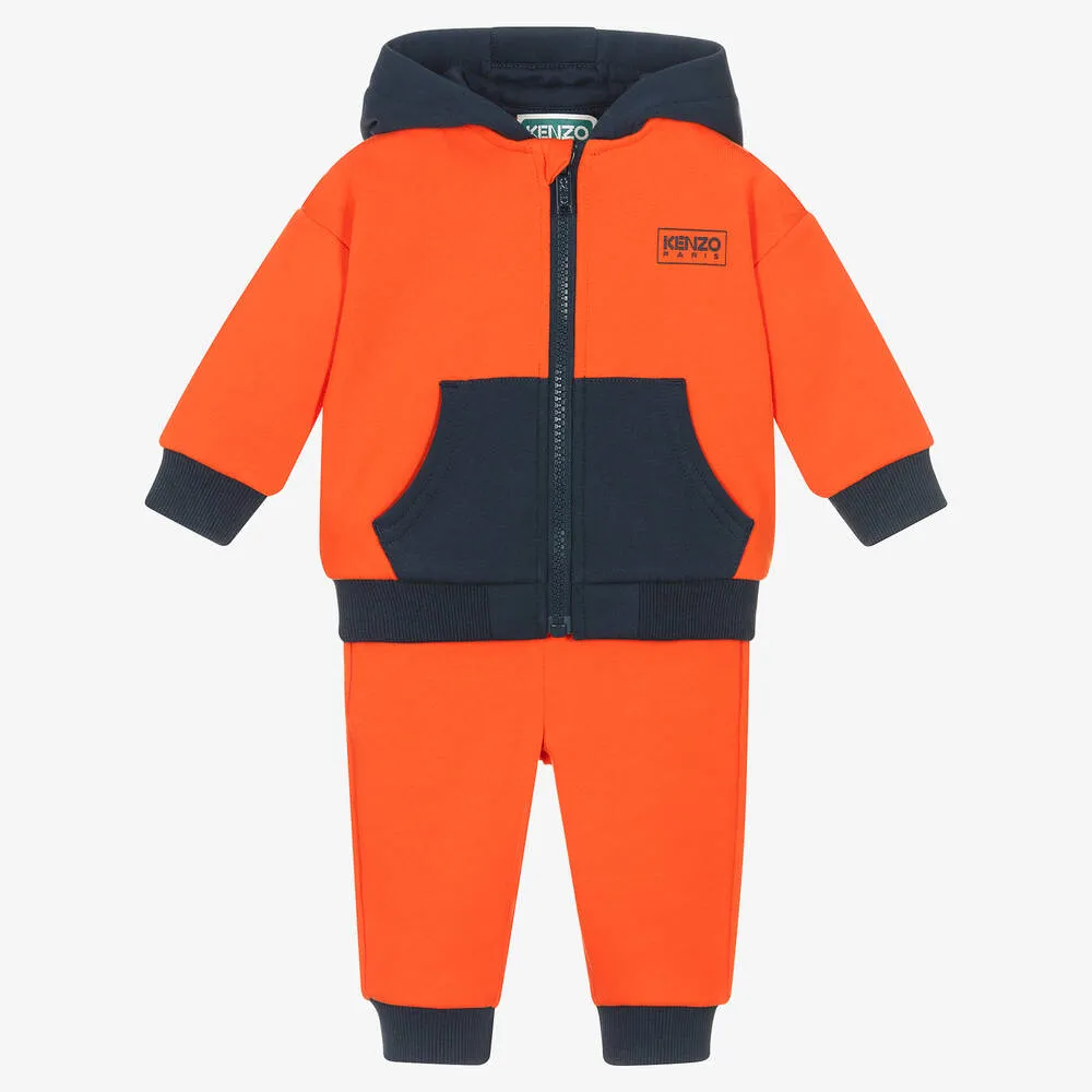 Orange Cotton Boys Tracksuit