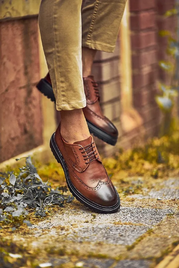 Brown Wingtip Oxford Shoes for Men