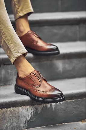 Brown Wingtip Oxford Shoes for Men