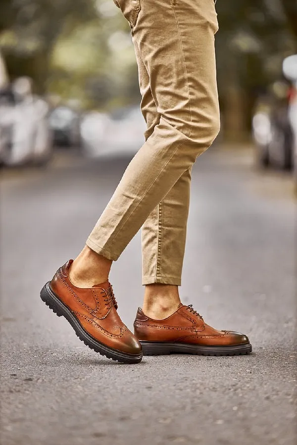 Brown Wingtip Oxford Shoes for Men