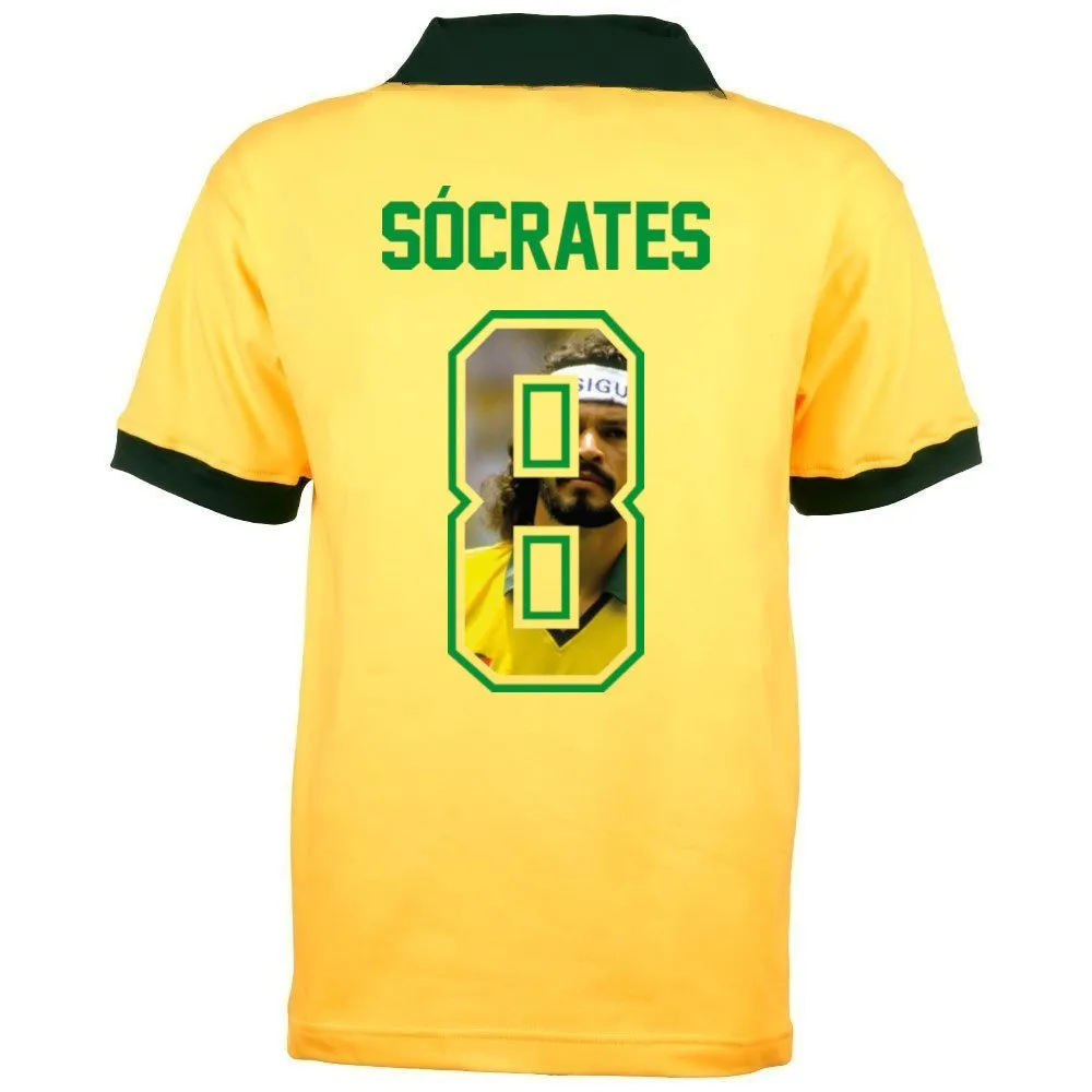 Brazil Retro Football Shirt World Cup 1986 + Socrates 8 (Photo Style)