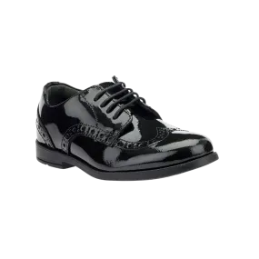 Brogue Patent School Shoes in Black