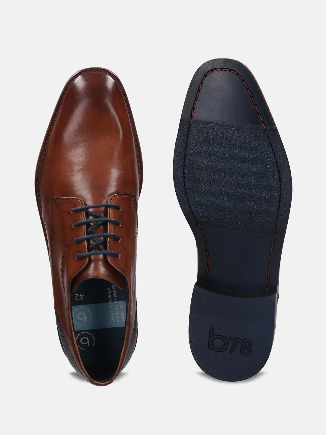 bugatti Cognac Premium Leather Derby Shoes