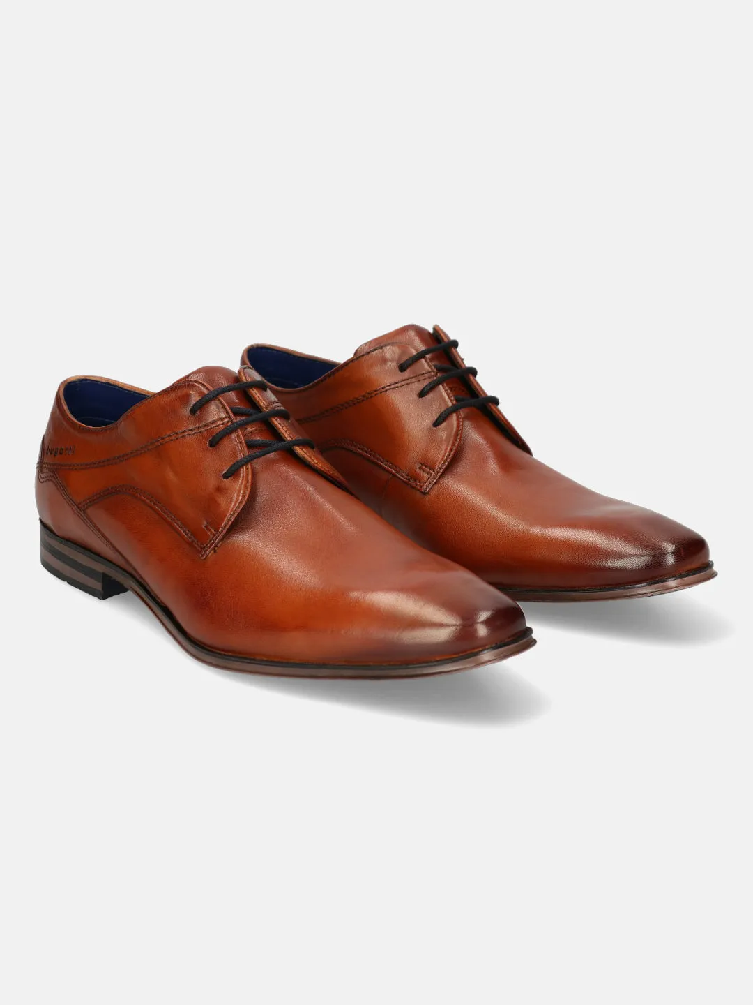 bugatti Cognac Premium Leather Formal Derby Shoes