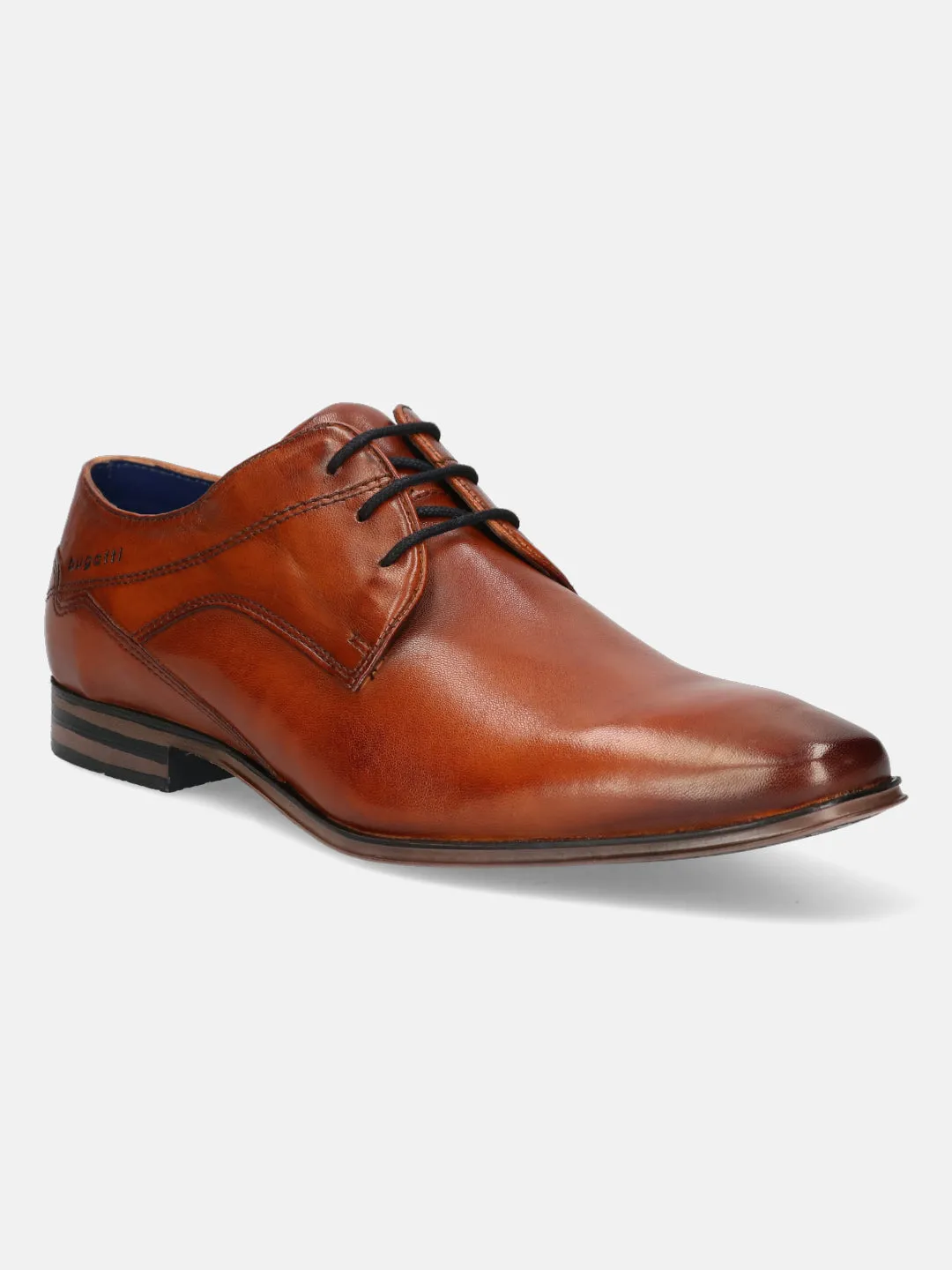 bugatti Cognac Premium Leather Formal Derby Shoes