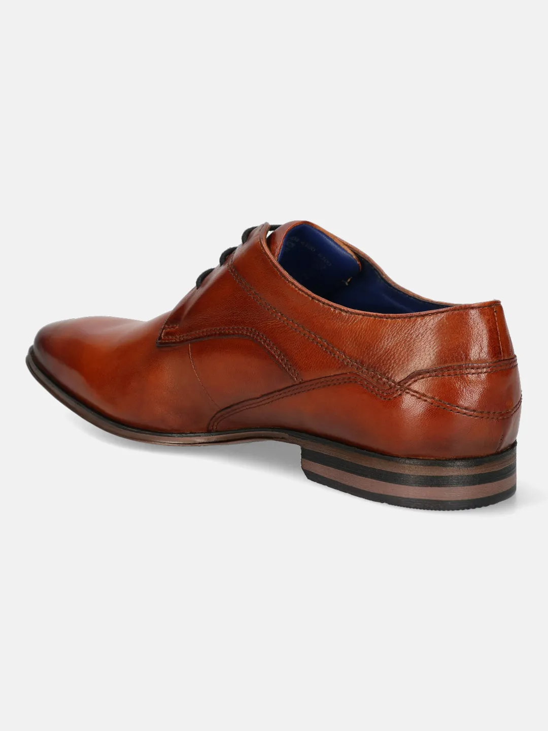 bugatti Cognac Premium Leather Formal Derby Shoes