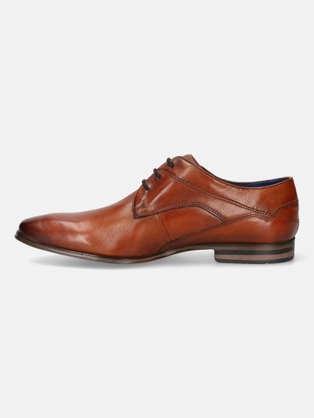 bugatti Cognac Premium Leather Formal Derby Shoes