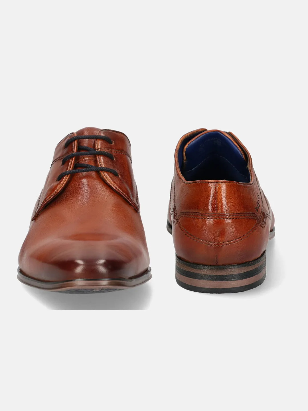 bugatti Cognac Premium Leather Formal Derby Shoes