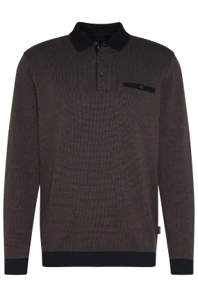 Bugatti LS Knit Polo Brown