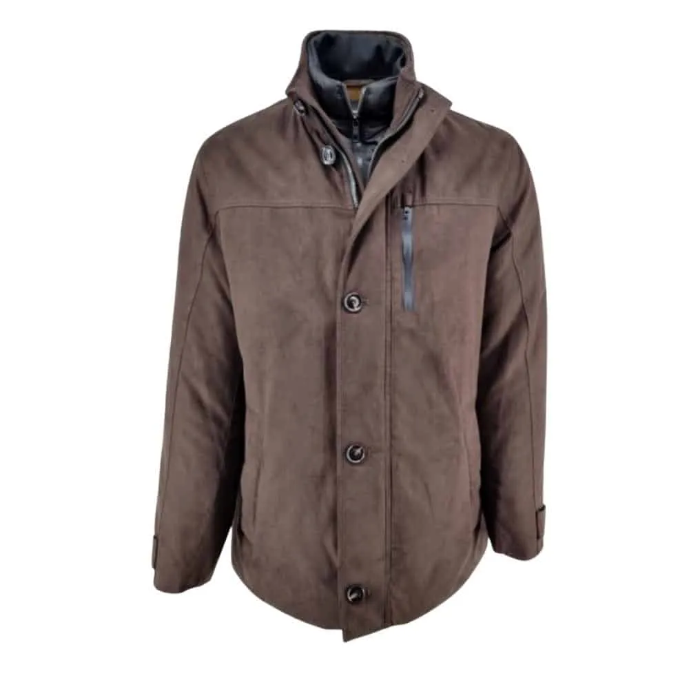 High-Quality Bugatti Men's Suede Brown Driving Coat