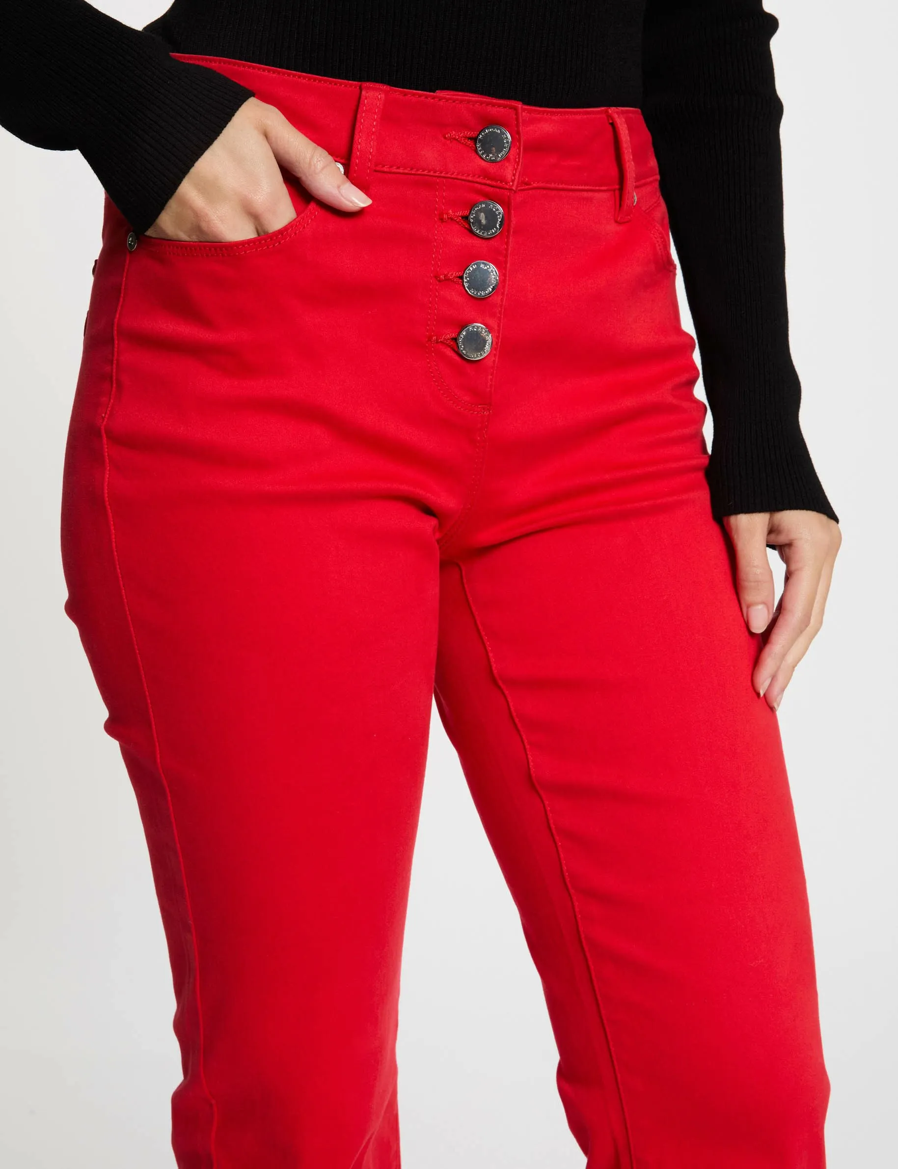 Buttoned bootcut trousers red women