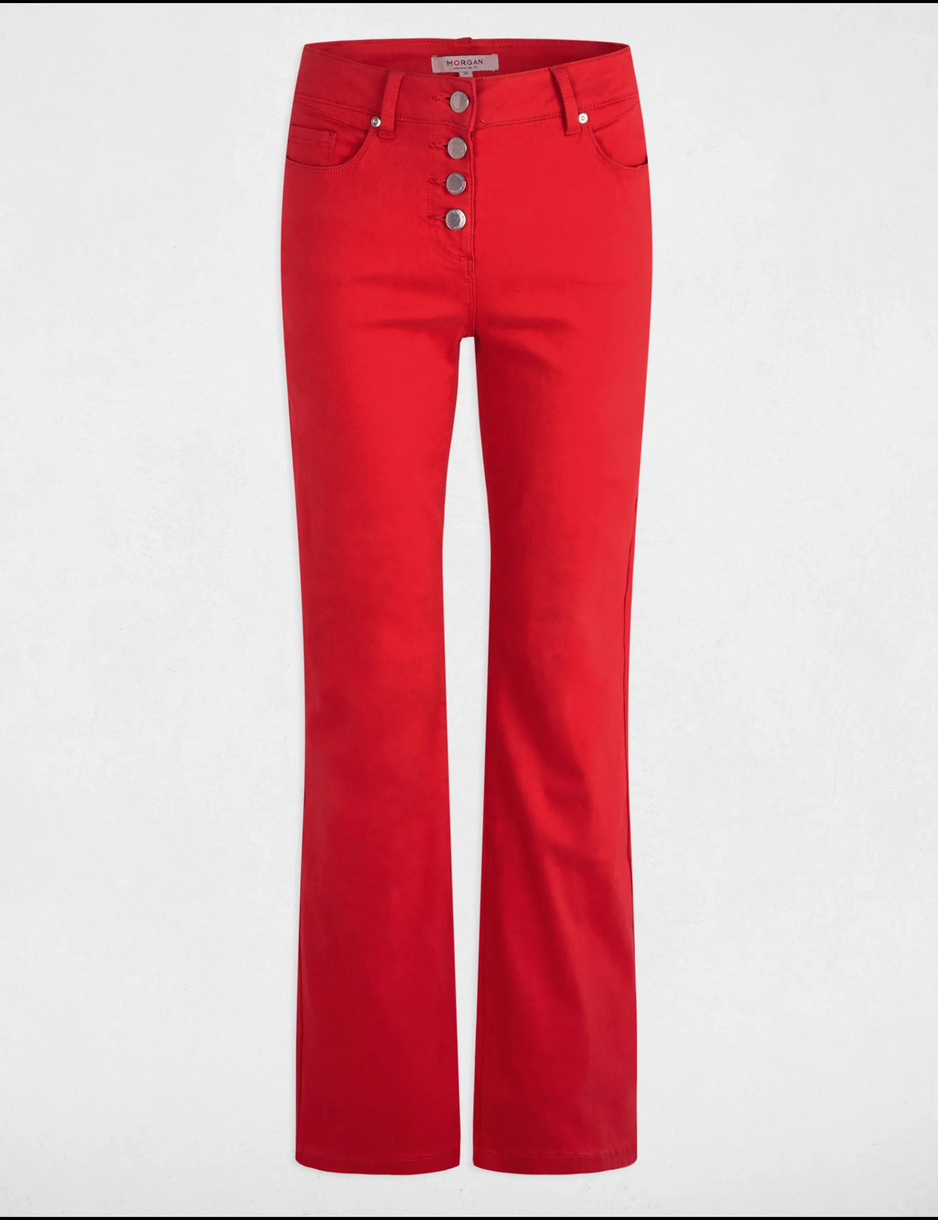 Buttoned bootcut trousers red women