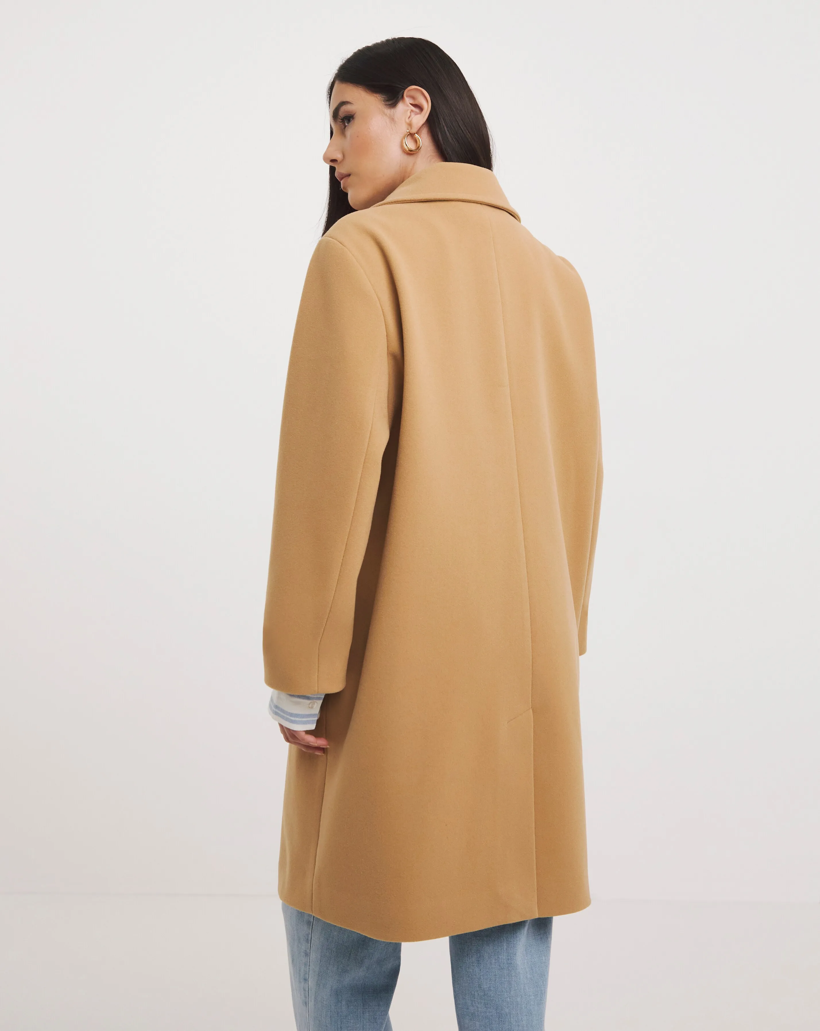 Camel Short Faux Wool Coat