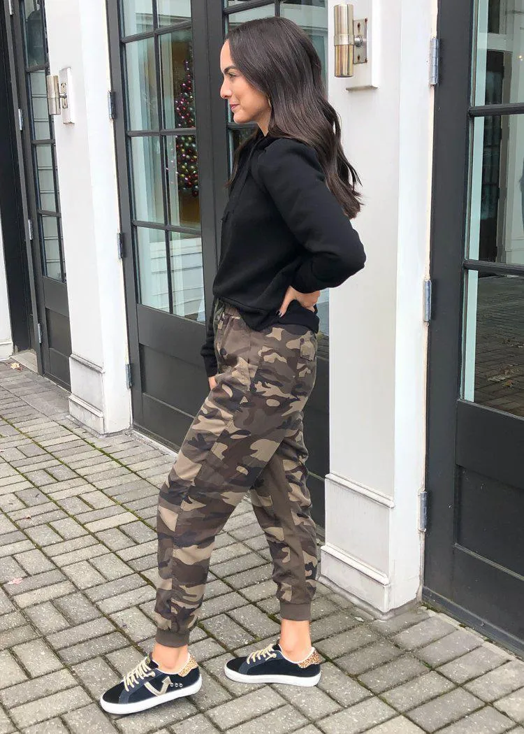 Campbell Camo Tie Waist Joggers -***FINAL SALE***