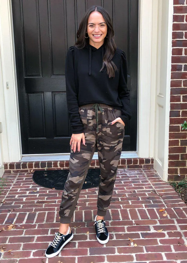 Campbell Camo Tie Waist Joggers -***FINAL SALE***